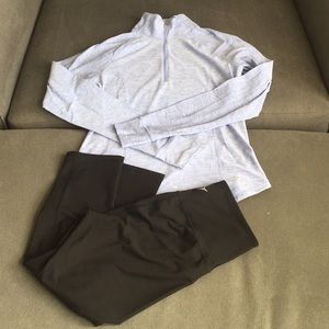 Lavender Track Top & Black Capri Yoga Leggings